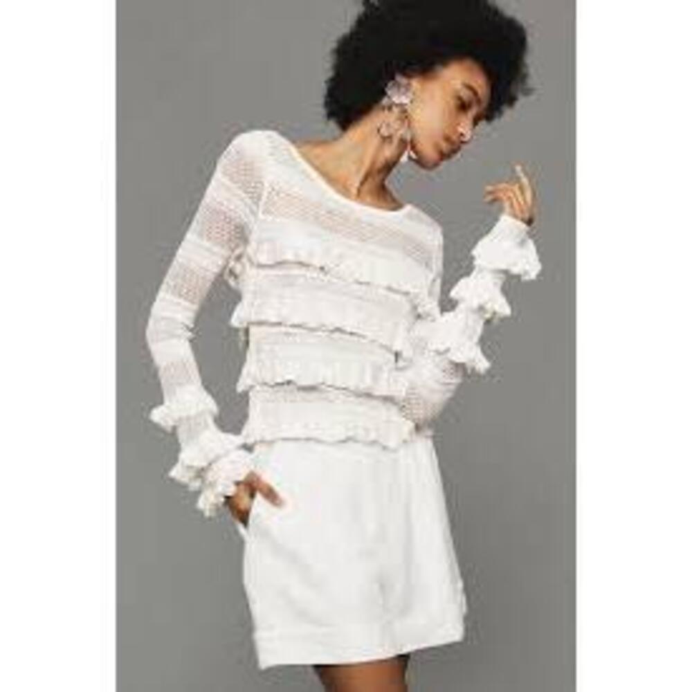 BY ANTHROPOLOGIE RUFFLE LONG-SLEEVE JUMPER XL NWT